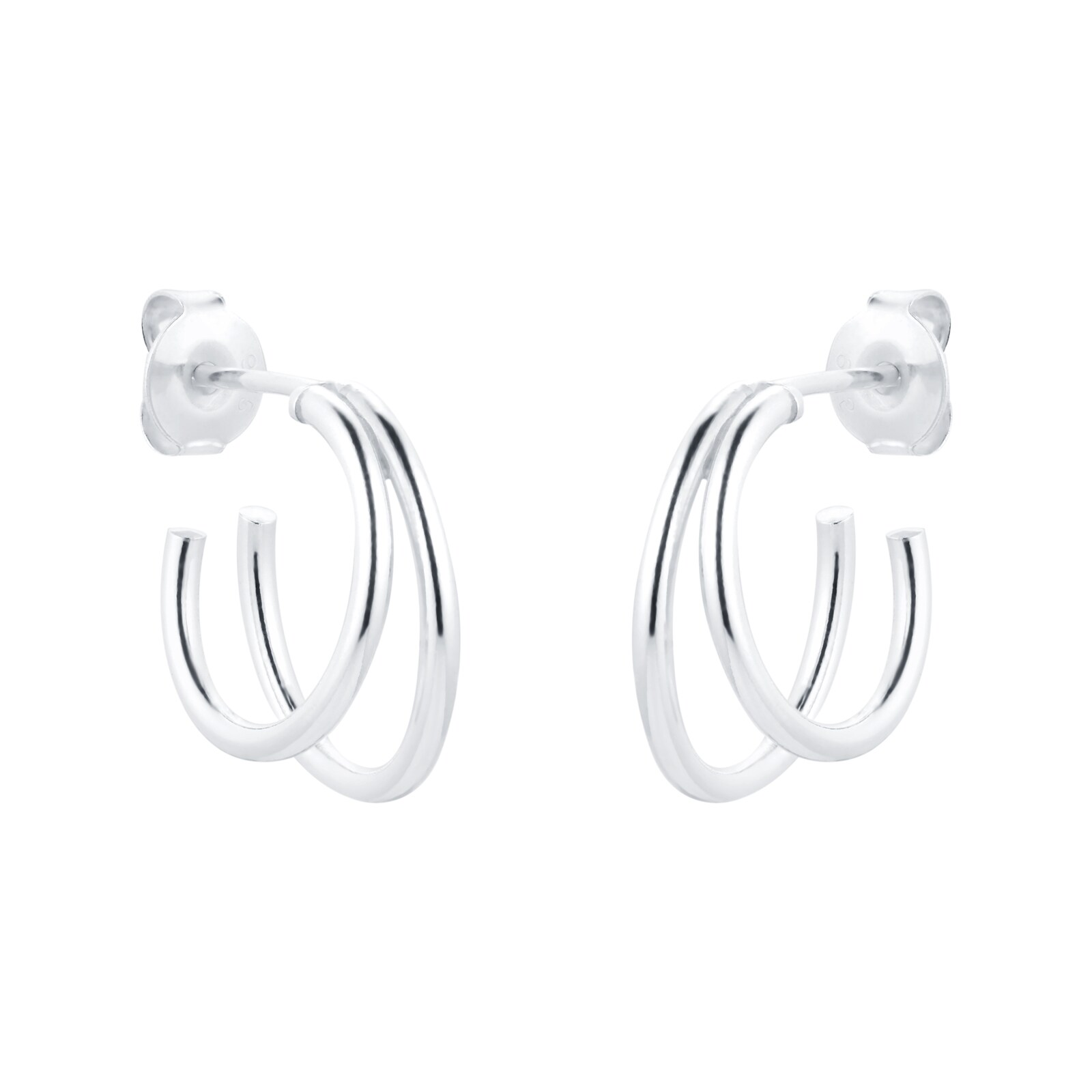 Goldsmiths Silver Double Wire Hoop Earrings