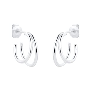 Goldsmiths Silver Double Wire Hoop Earrings