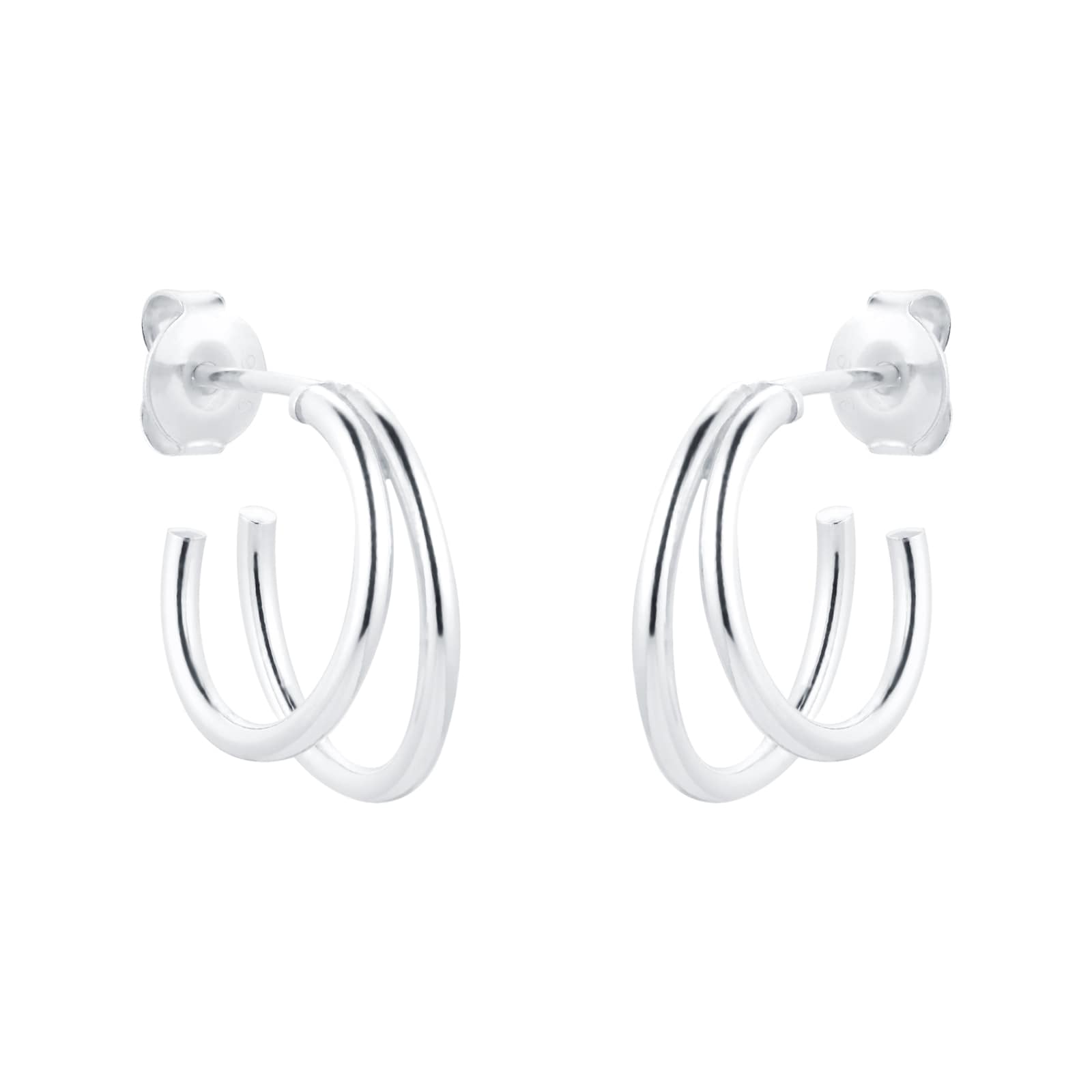 Goldsmiths Silver Double Wire Hoop Earrings