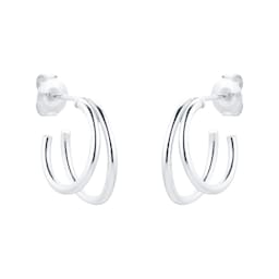 15130019 - Silver Double Wire Hoop Earrings