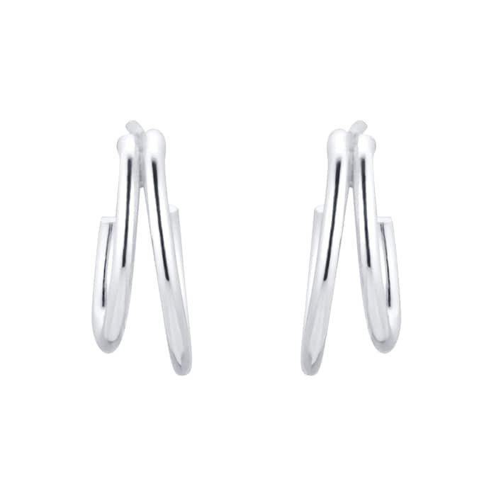 Goldsmiths Silver Double Wire Hoop Earrings