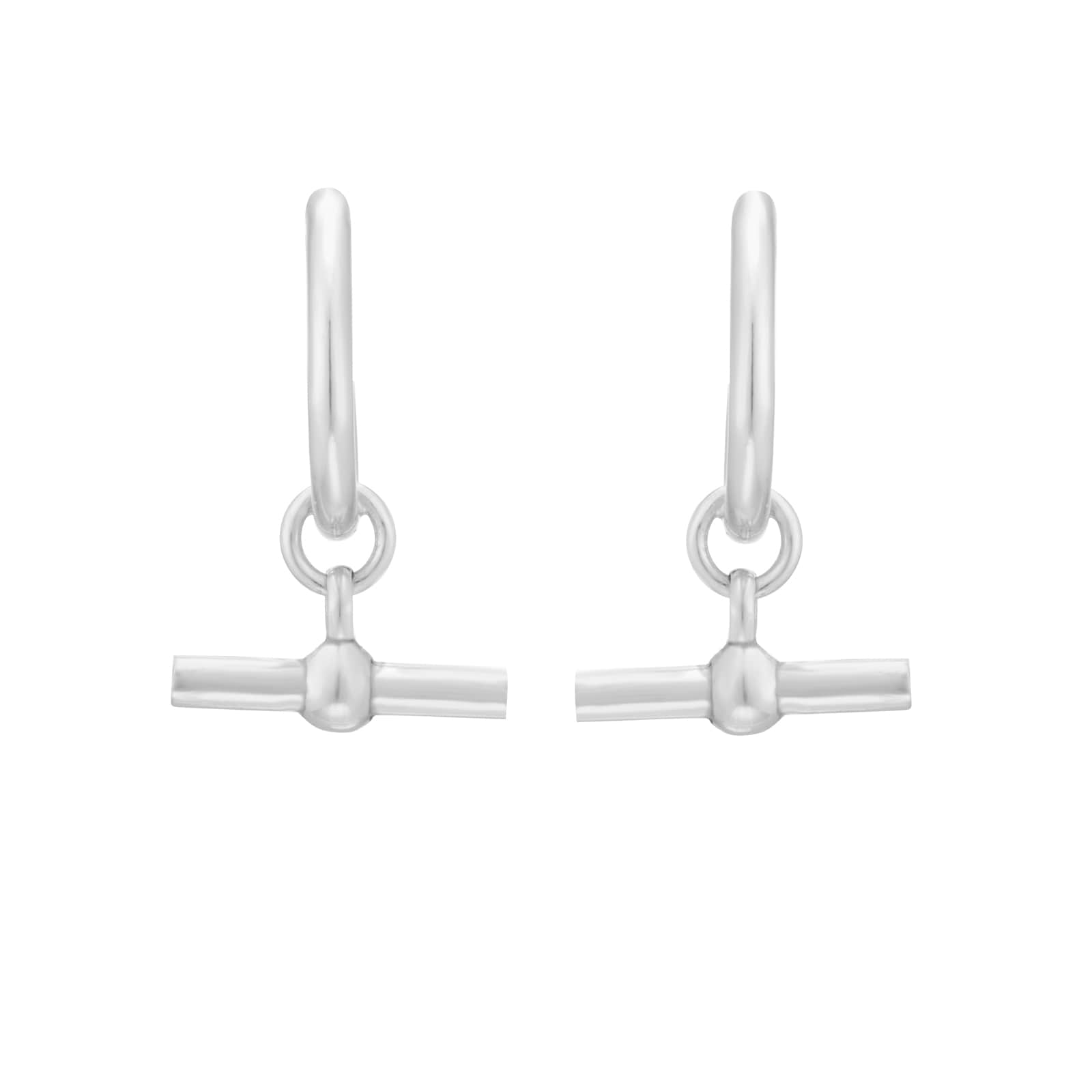 Goldsmiths Sterling Silver 15mm T Bar Hoop Earrings