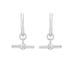 Goldsmiths Sterling Silver 15mm T Bar Hoop Earrings