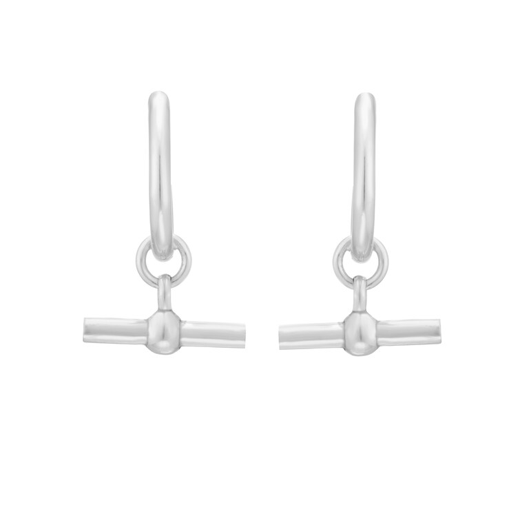 LeCalla Orecchini A Cerchio Grandi In Argento 925 Con Ciondolo A T, 43 Mm, Per Donna, Ipoallergenici Con Rivestimento Anti-appannamento
