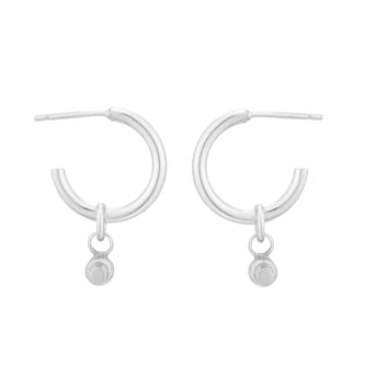 Goldsmiths Sterling Silver 15mm T Bar Hoop Earrings