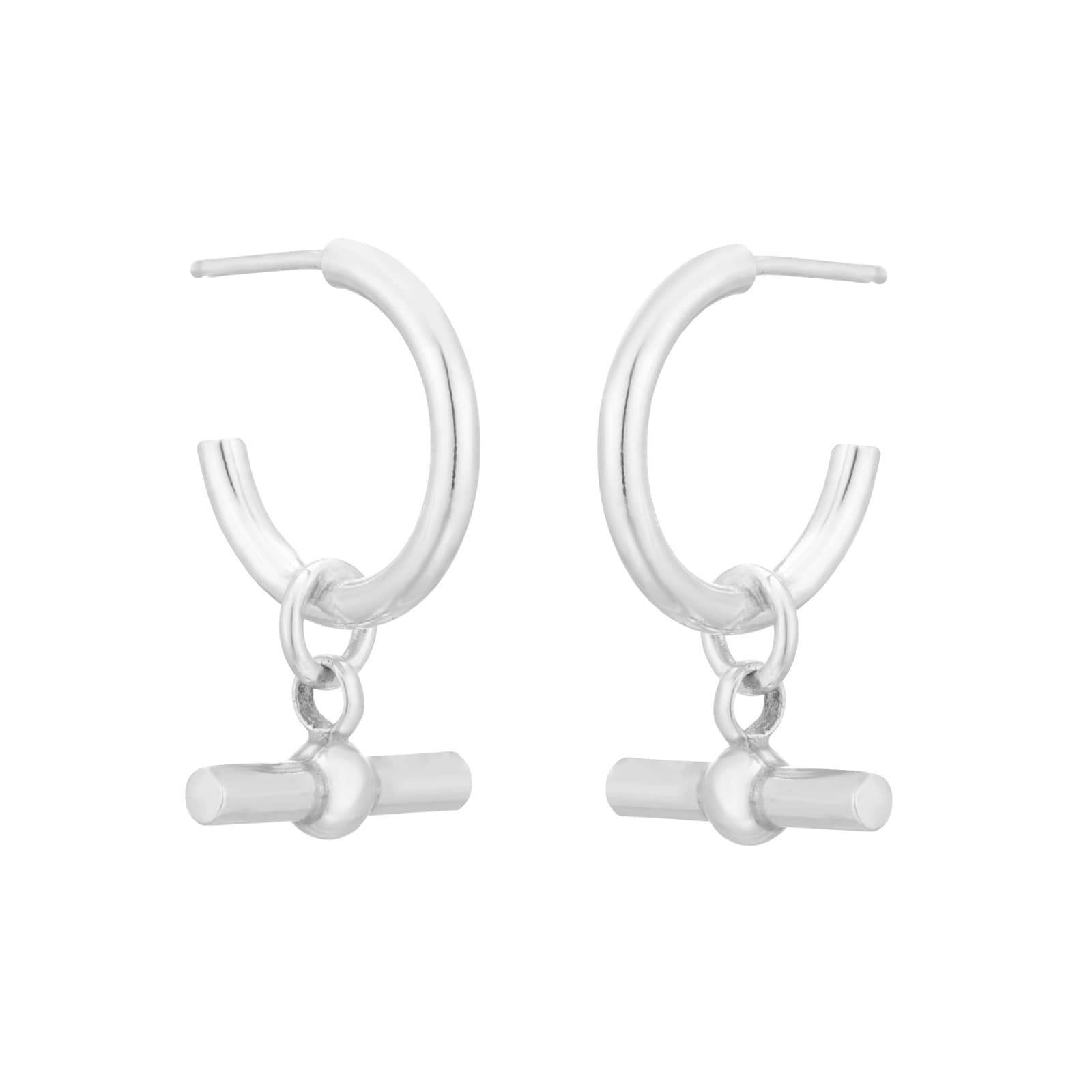 Goldsmiths Sterling Silver 15mm T Bar Hoop Earrings Goldsmiths Sterling Silver 15mm T Bar Hoop Earrings