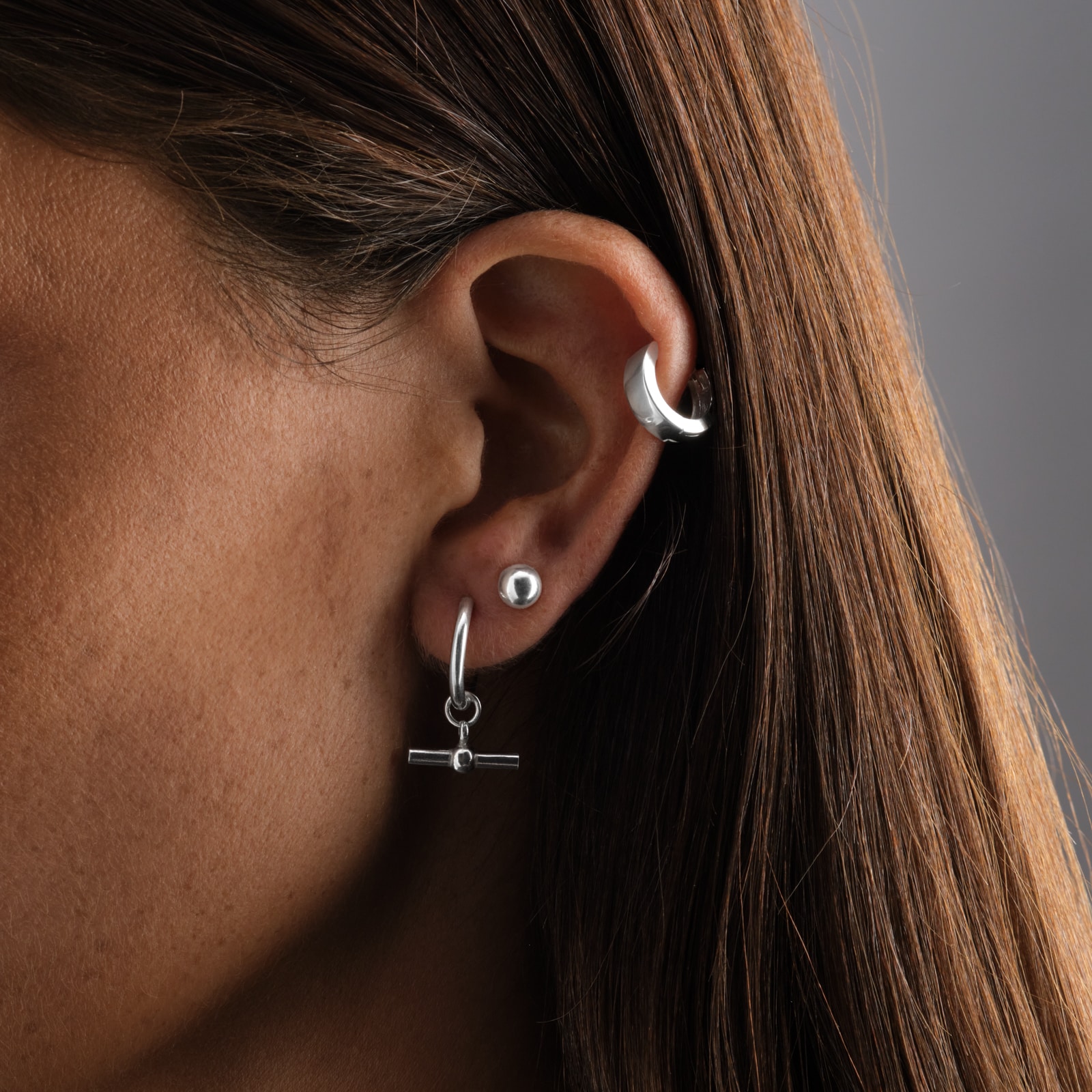 Goldsmiths Sterling Silver 15mm T Bar Hoop Earrings Goldsmiths Sterling Silver 15mm T Bar Hoop Earrings