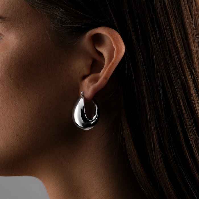 Goldsmiths Sterling Silver Graduated Hoop Earrings