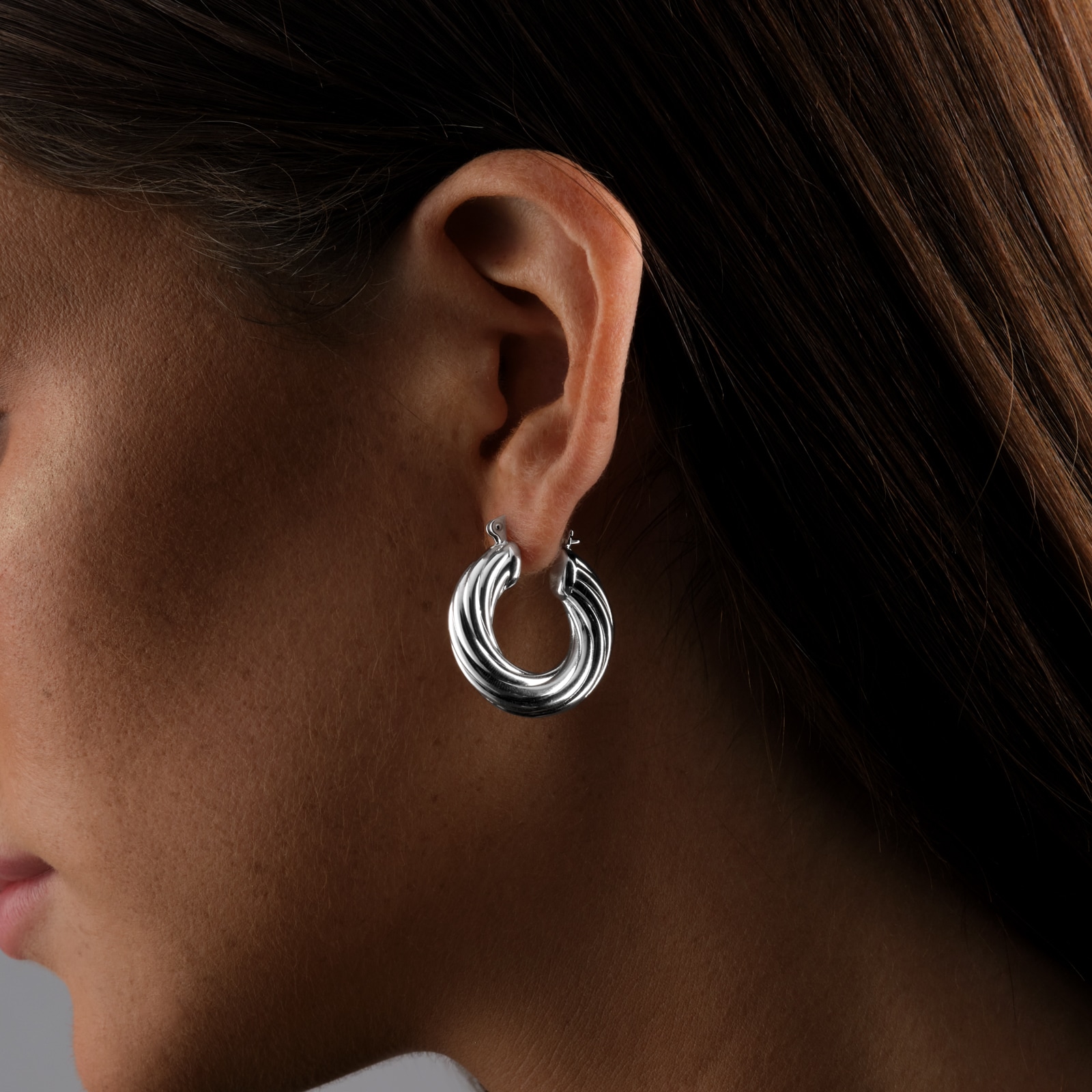 Goldsmiths Sterling Silver Twist Hoop Earrings Goldsmiths Sterling Silver Twist Hoop Earrings