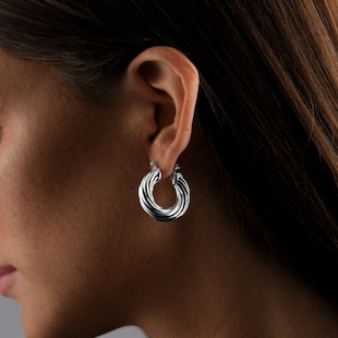 Goldsmiths Sterling Silver Twist Hoop Earrings