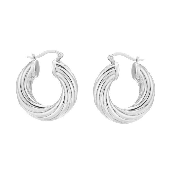 Goldsmiths Sterling Silver Twist Hoop Earrings