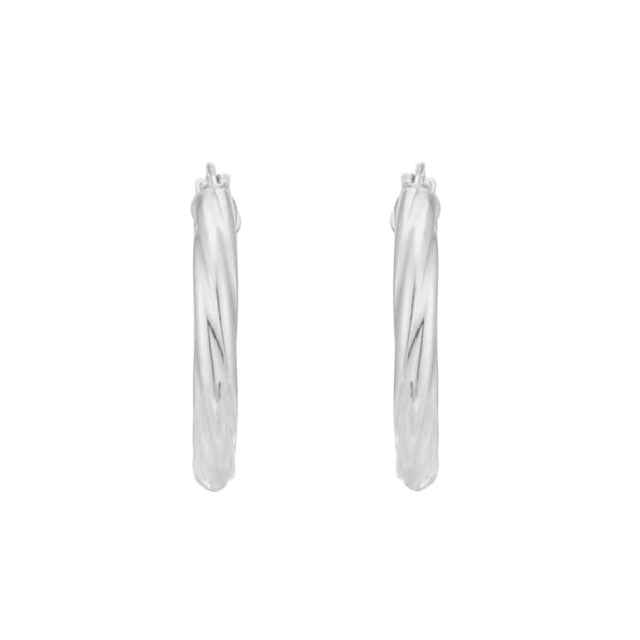 Goldsmiths Sterling Silver 22mm Twist Creole Hoop Earrings