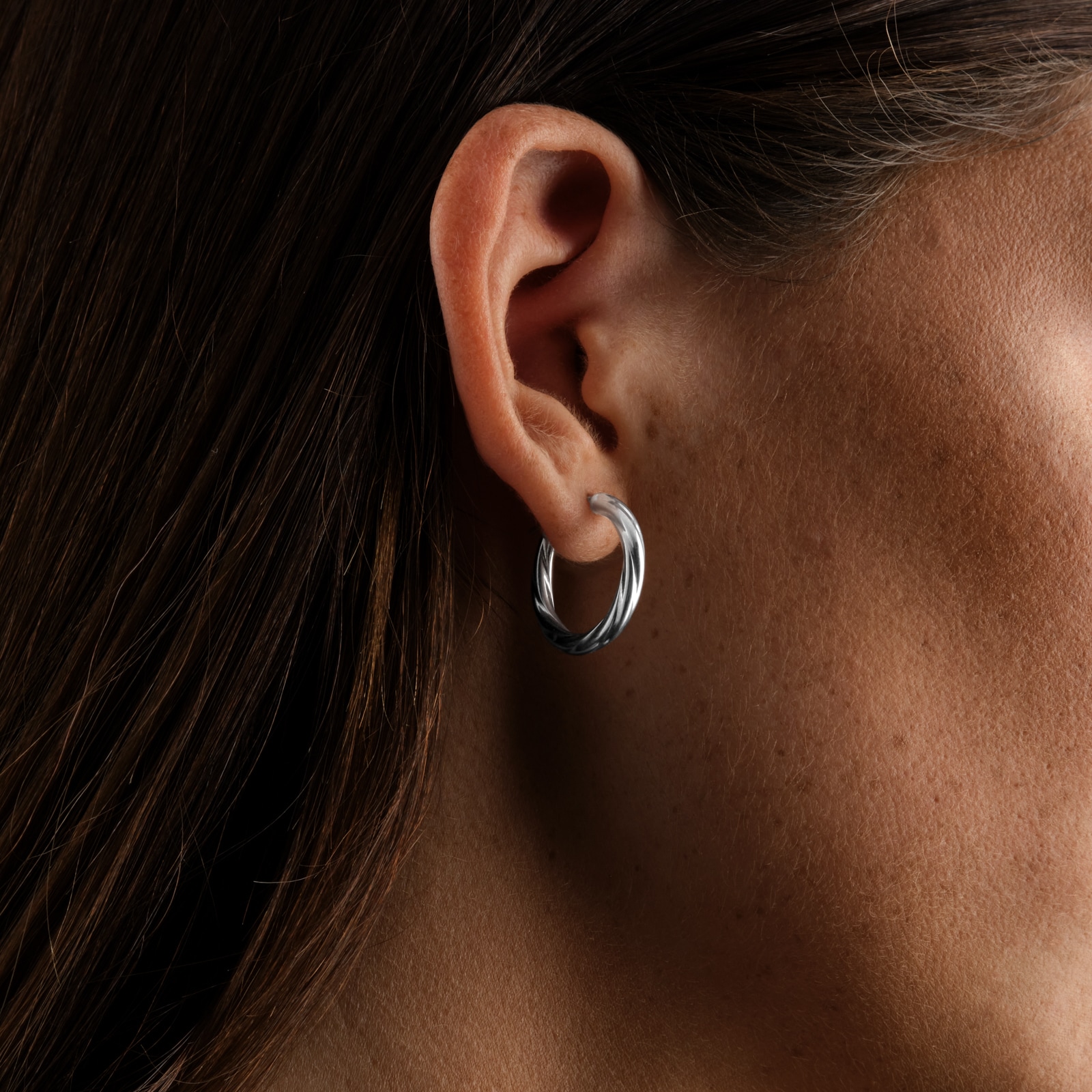 Goldsmiths Sterling Silver 22mm Twist Creole Hoop Earrings