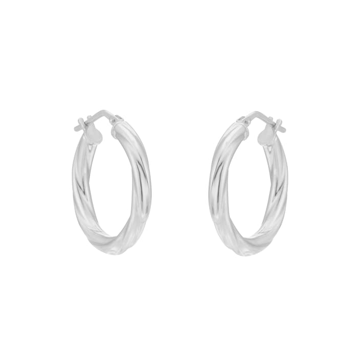 Goldsmiths Sterling Silver 22mm Twist Creole Hoop Earrings