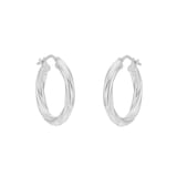 Goldsmiths Sterling Silver 22mm Twist Creole Hoop Earrings