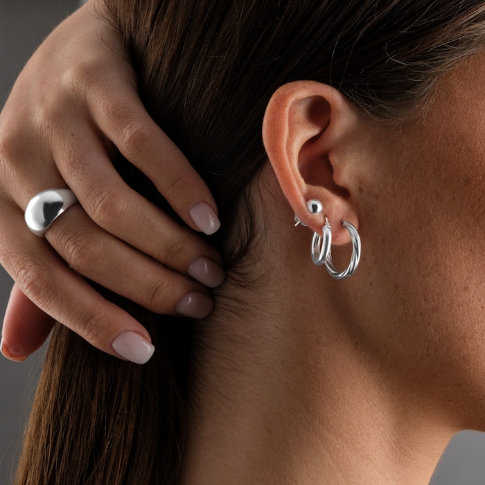 Goldsmiths Sterling Silver 22mm Twist Creole Hoop Earrings
