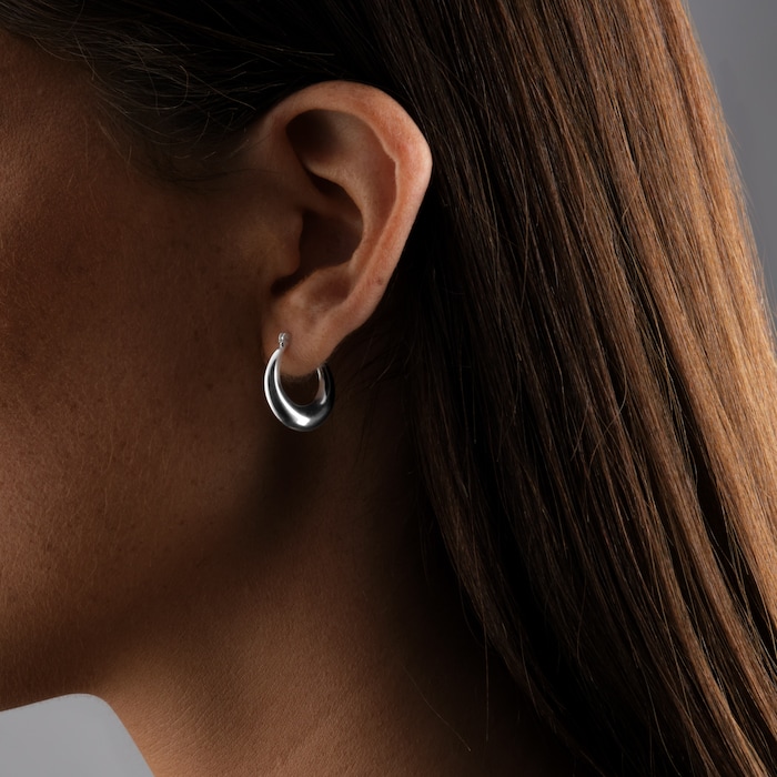 Goldsmiths Sterling Silver 18.5mm Graduated Creole Hoop Earrings