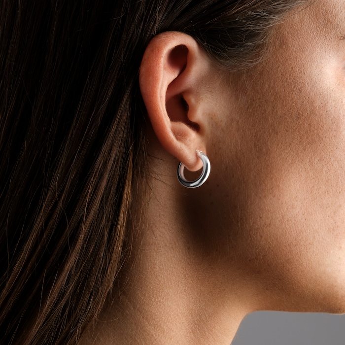 Goldsmiths Sterling Silver 15.5mm Tube Creole Hoop Earrings