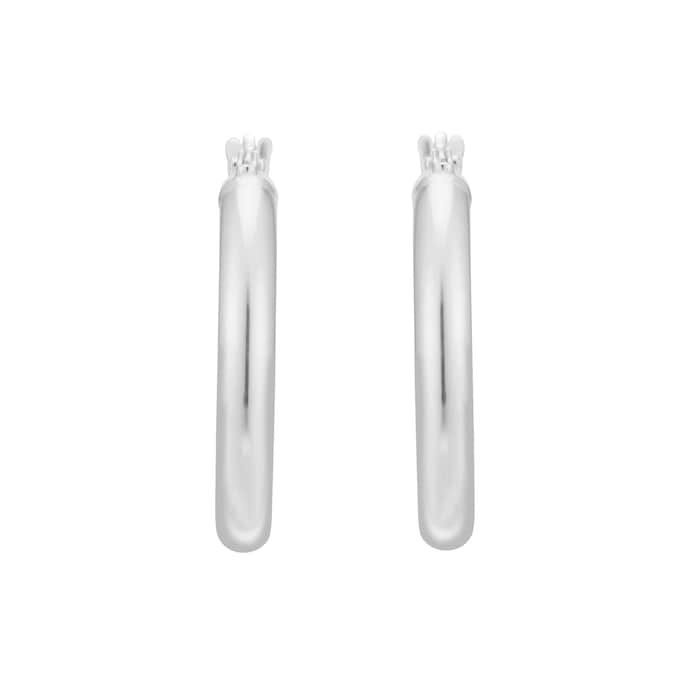 Goldsmiths Sterling Silver 21mm Tube Creole Hoop Earrings