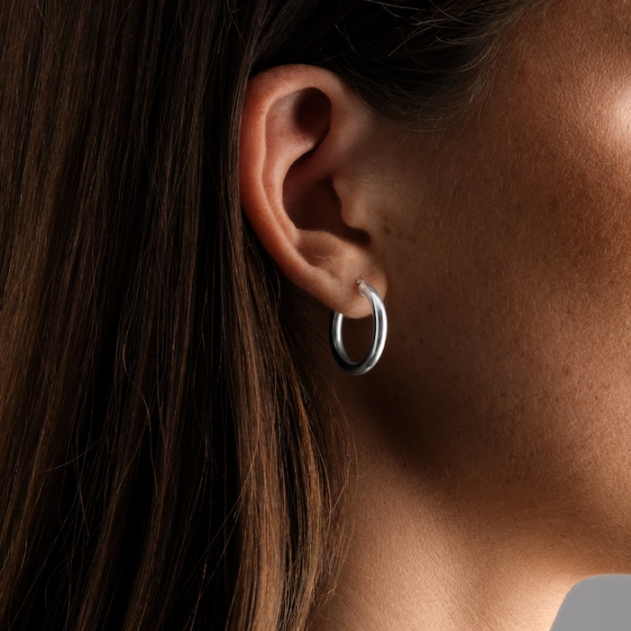Goldsmiths Sterling Silver 21mm Tube Creole Hoop Earrings