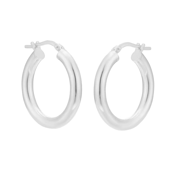 Goldsmiths Sterling Silver 21mm Tube Creole Hoop Earrings