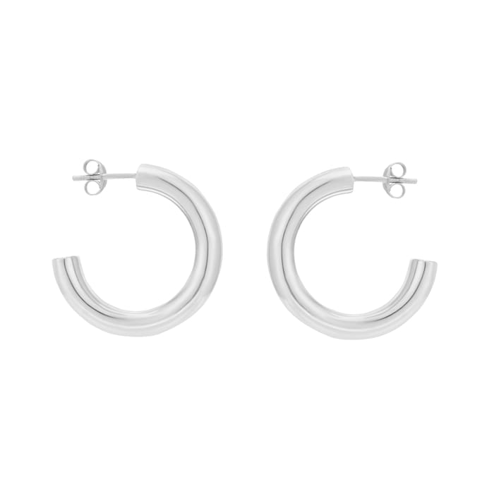 Goldsmiths Sterling Silver 27.5mm Puffed Hoop Earrings