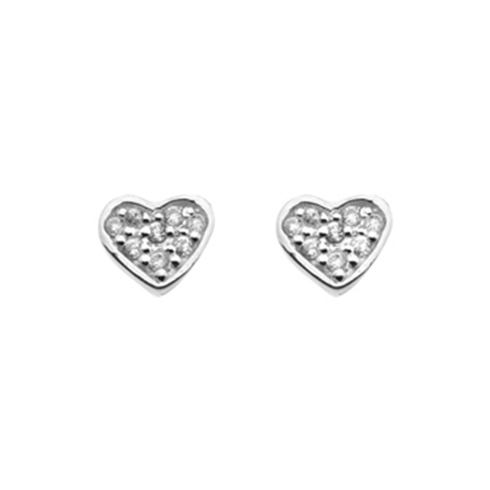Goldsmiths Sterling Silver Cubic Zirconia Heart Stud Earrings