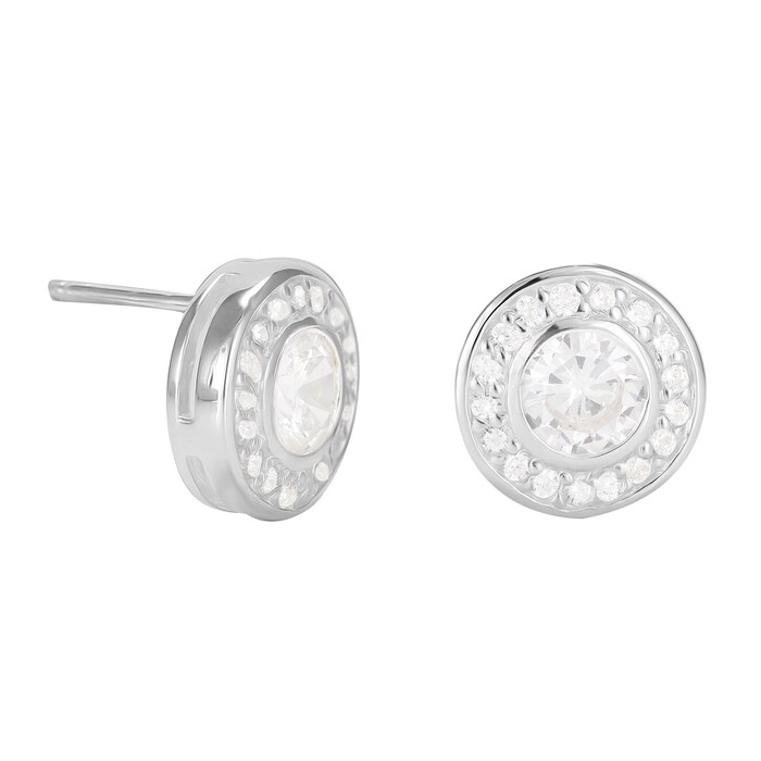 Goldsmiths Sterling Silver Cubic Zirconia Halo Stud Earrings