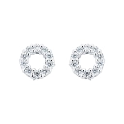 15140007 - Silver Cubic Zirconia Circle Stud Earrings
