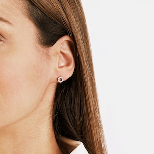 Goldsmiths Silver Cubic Zirconia Circle Stud Earrings