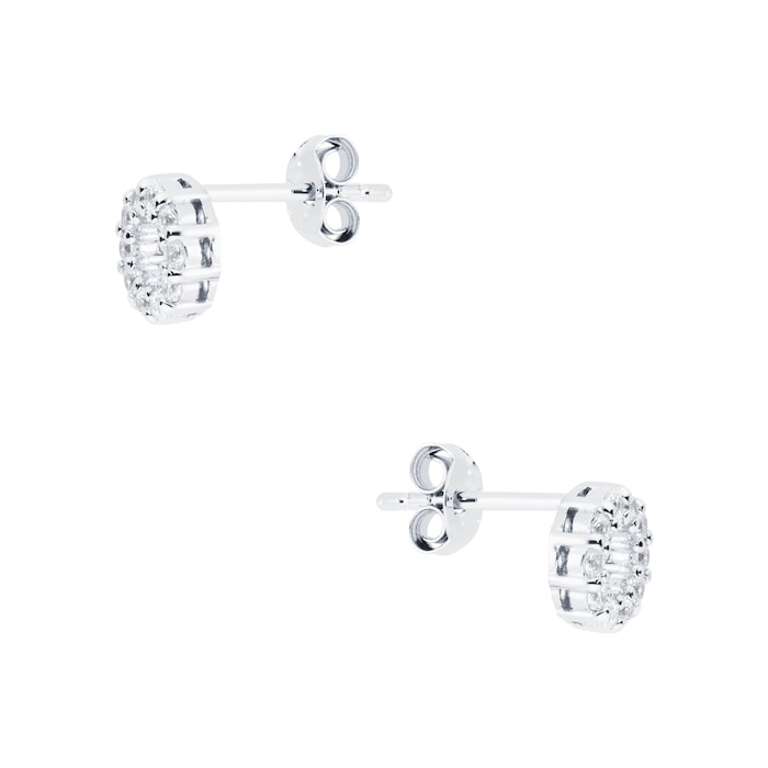 Goldsmiths Silver Cubic Zirconia Circle Stud Earrings