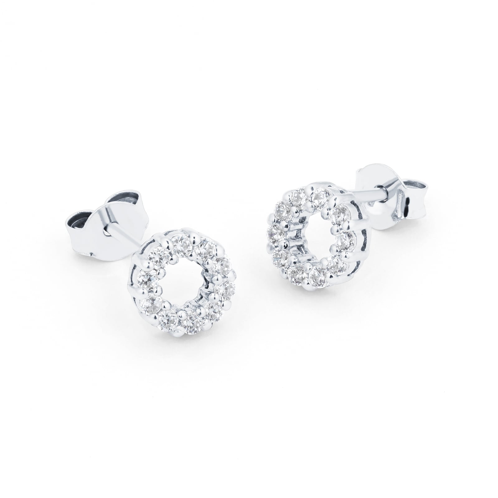 Goldsmiths Silver Cubic Zirconia Circle Stud Earrings Goldsmiths Silver Cubic Zirconia Circle Stud Earrings