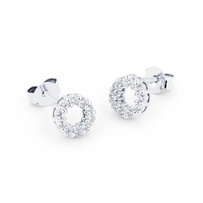 Goldsmiths Silver Cubic Zirconia Circle Stud Earrings