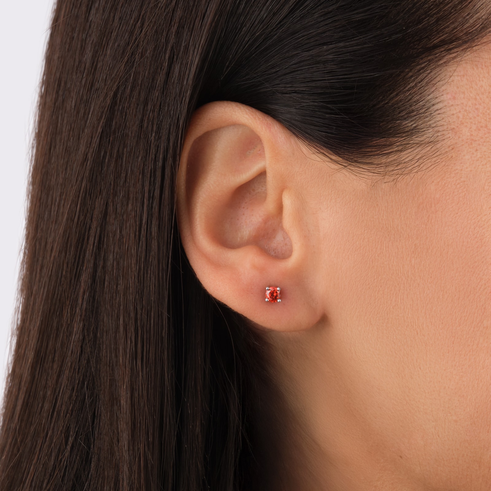 Goldsmiths Silver January Red Cubic Zirconia Stud Earrings