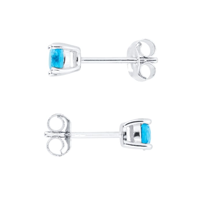 Goldsmiths Silver March Aqua Cubic Zirconia Stud Earrings