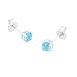 Goldsmiths Silver March Aqua Cubic Zirconia Stud Earrings
