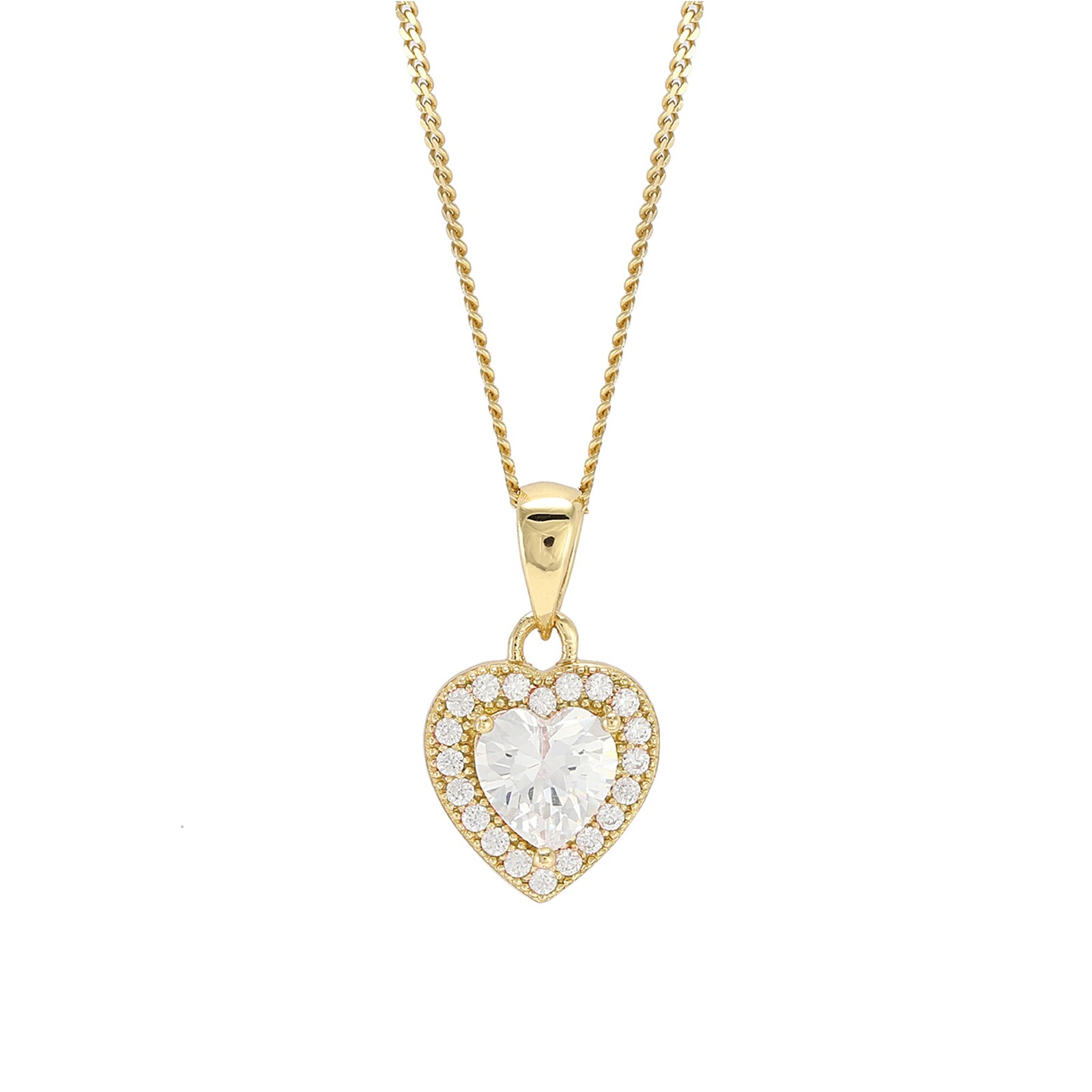 Goldsmiths Yellow Gold Plated Cubic Zirconia Heart Pendant