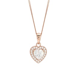 15140014 - Rose Gold Plated Cubic Zirconia Heart Pendant