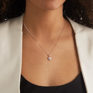 Goldsmiths Rose Gold Plated Cubic Zirconia Heart Pendant