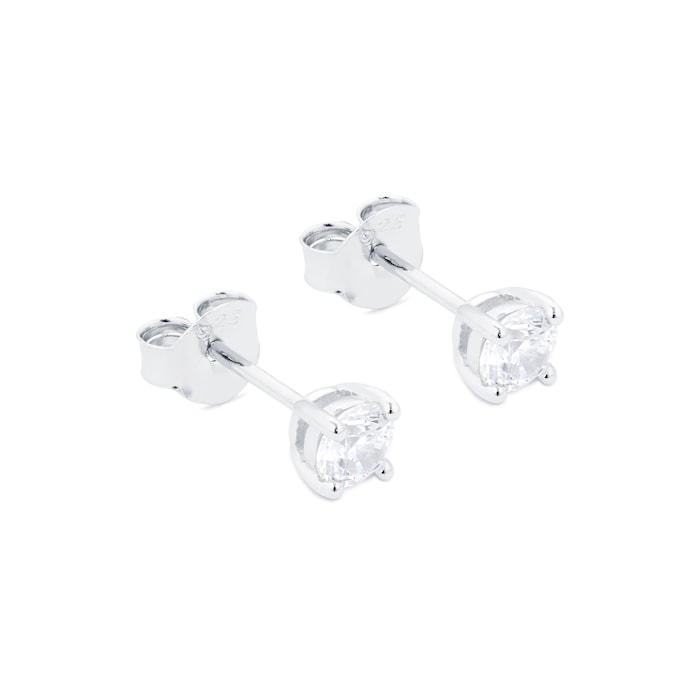 Goldsmiths Silver April Cubic Zirconia 4mm Stud Earrings