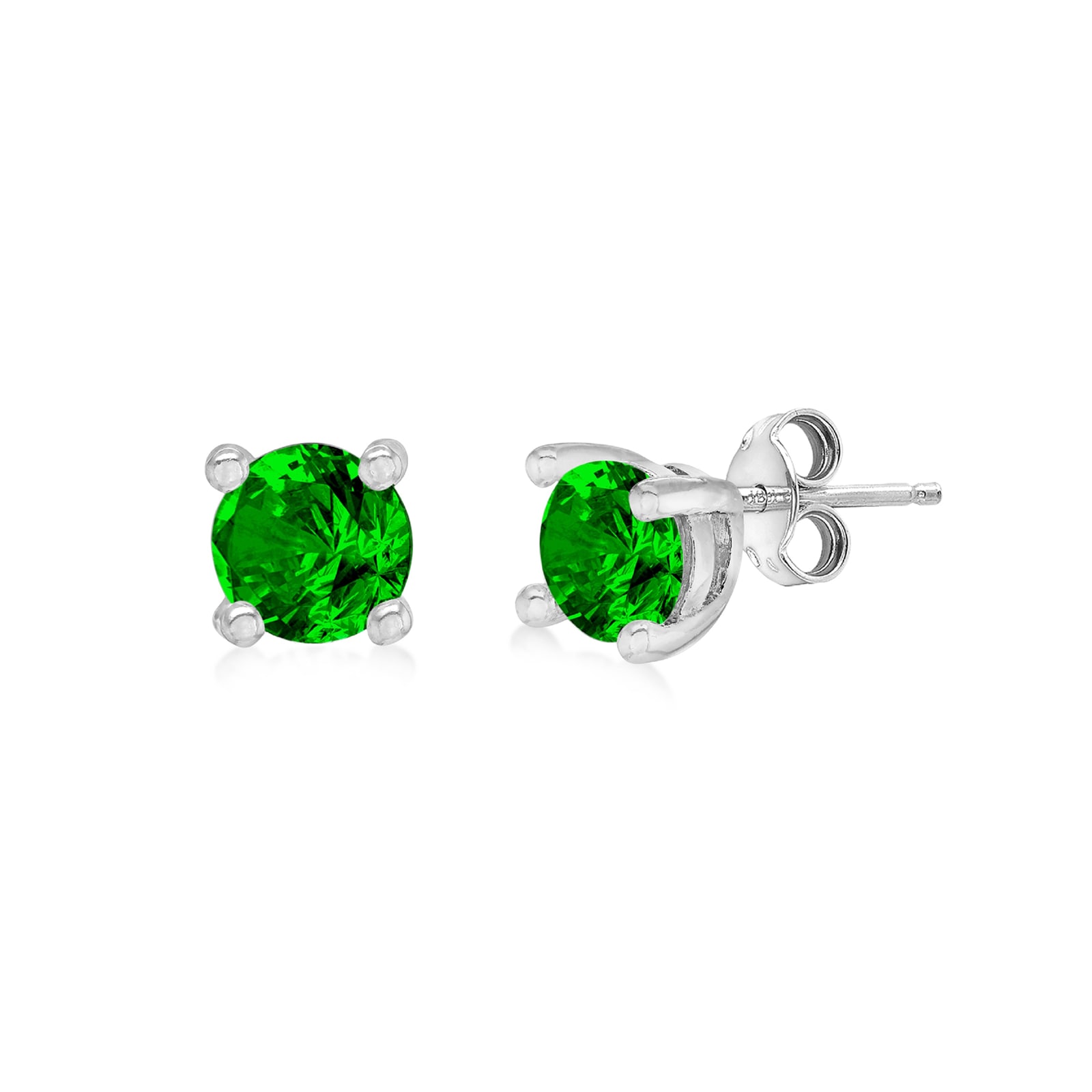 Silver May Green Cubic Zirconia Stud Earrings
