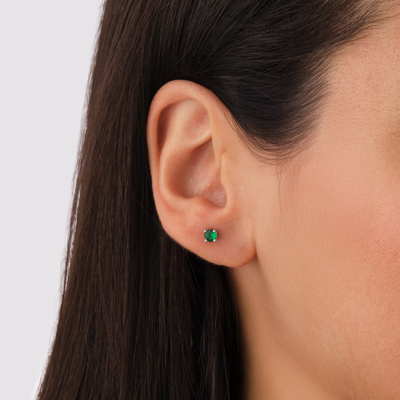 Goldsmiths Silver May Green Cubic Zirconia Stud Earrings Goldsmiths Silver May Green Cubic Zirconia Stud Earrings