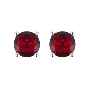 Goldsmiths Silver July Red Cubic Zirconia Stud Earrings