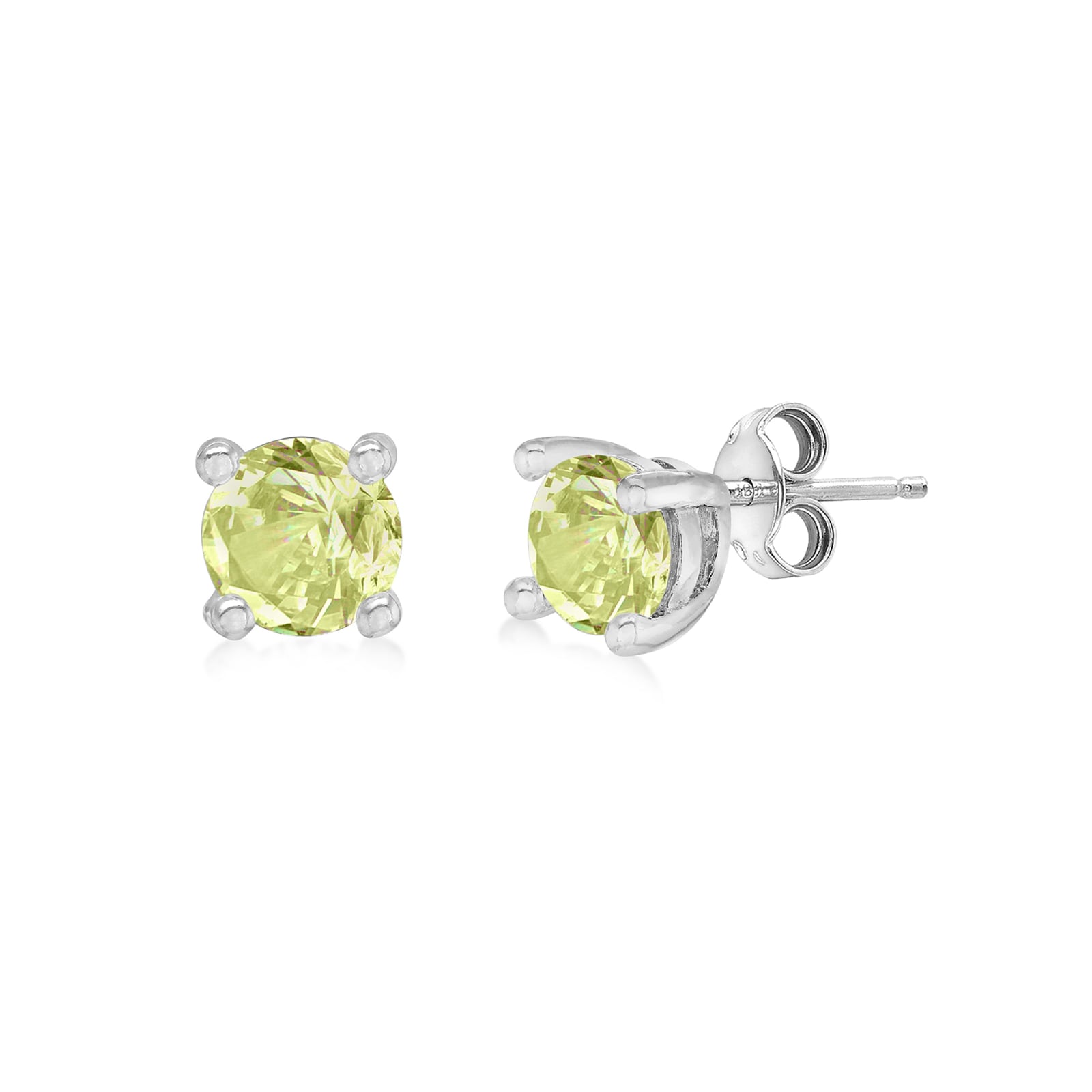 Silver August Lime Cubic Zirconia Stud Earrings