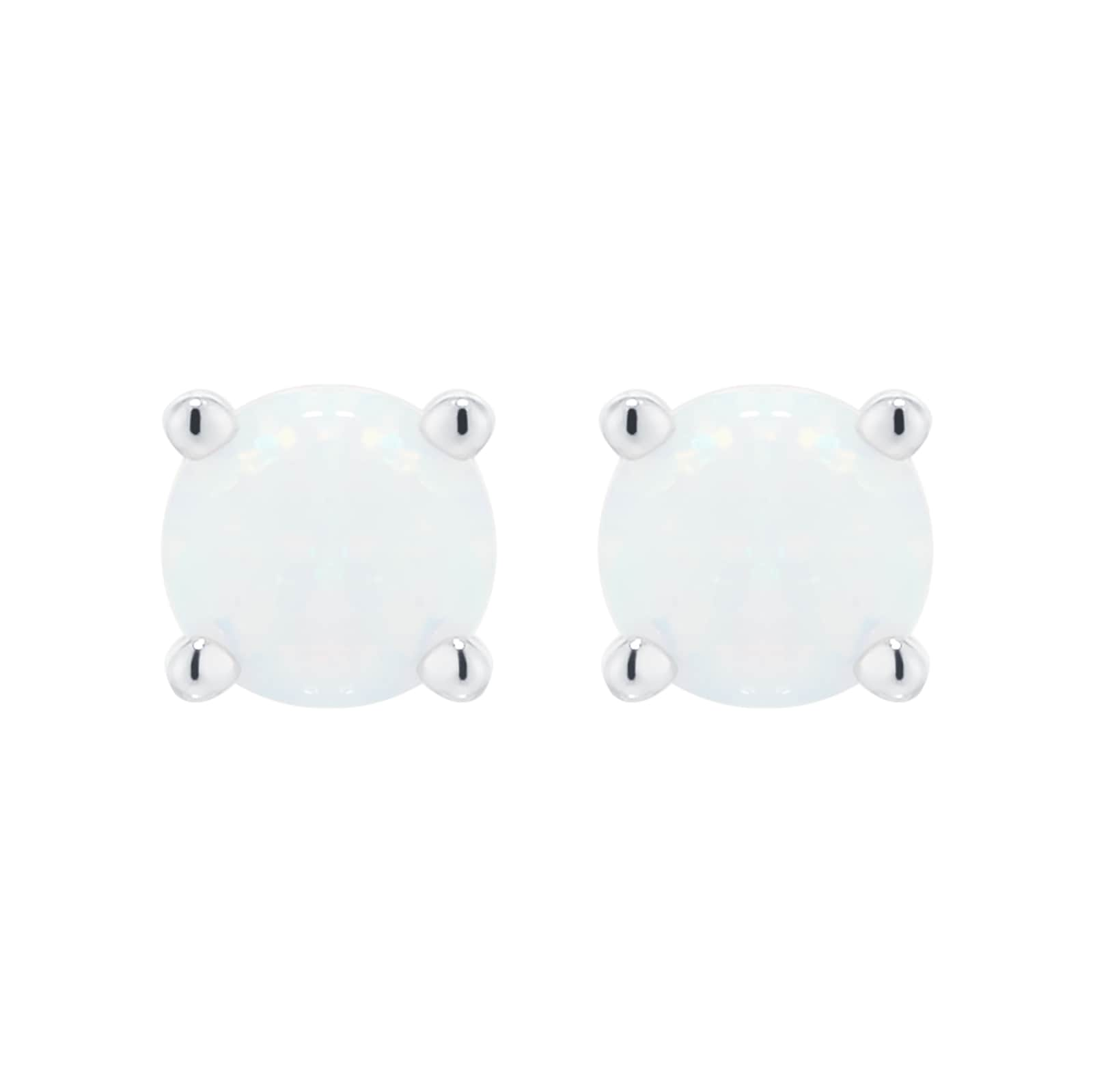 Silver October Artificial Opal Stud Earrings