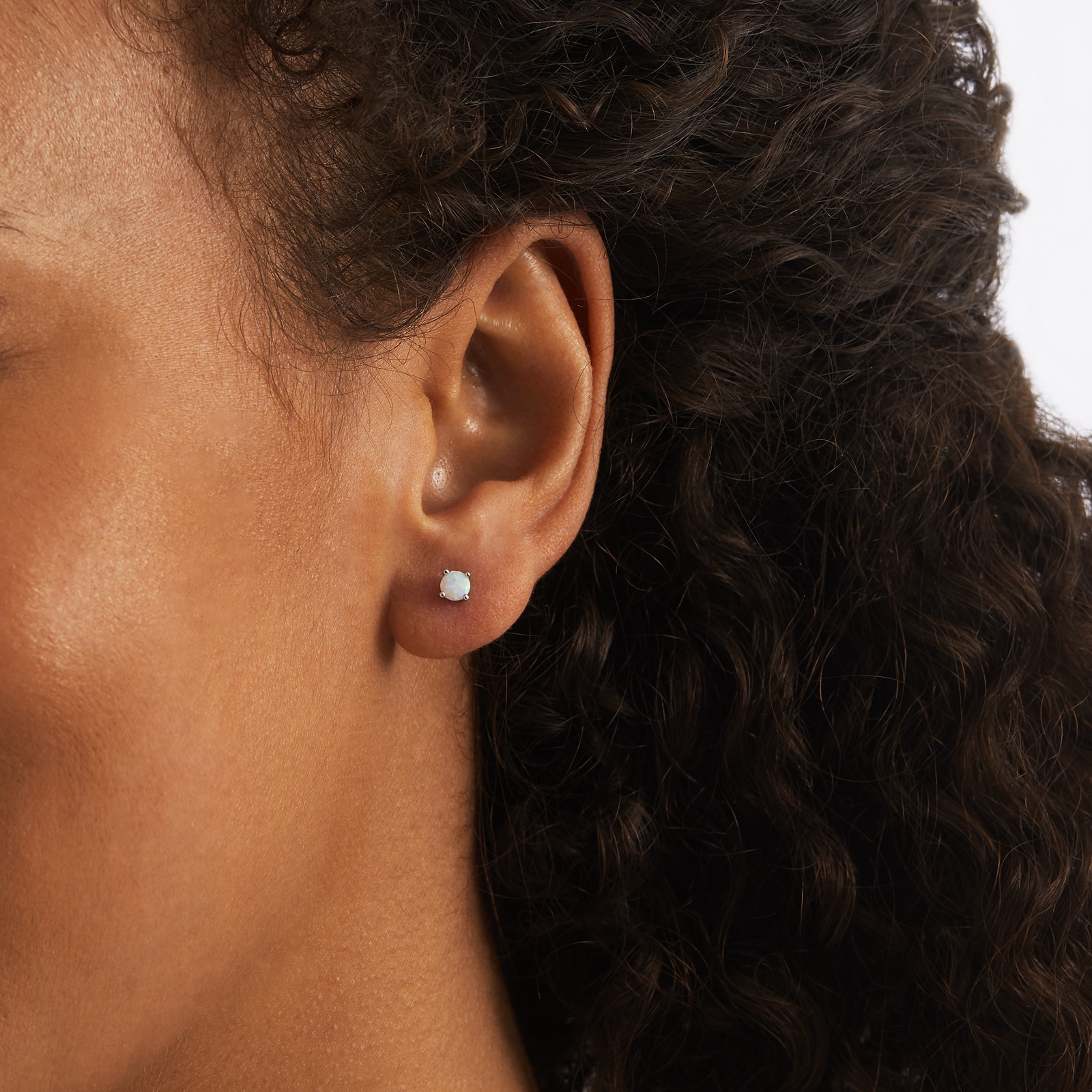 Goldsmiths Silver October Artificial Opal Stud Earrings Goldsmiths Silver October Artificial Opal Stud Earrings