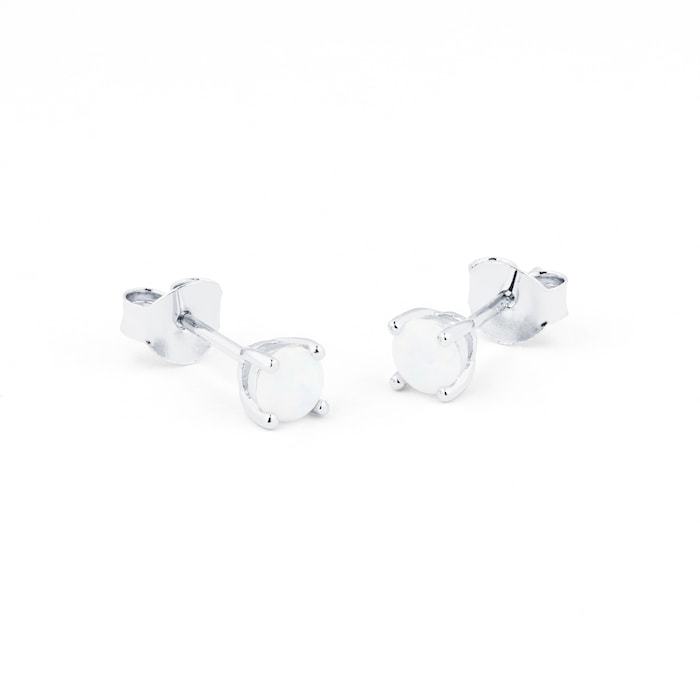 Goldsmiths Silver October Artificial Opal Stud Earrings