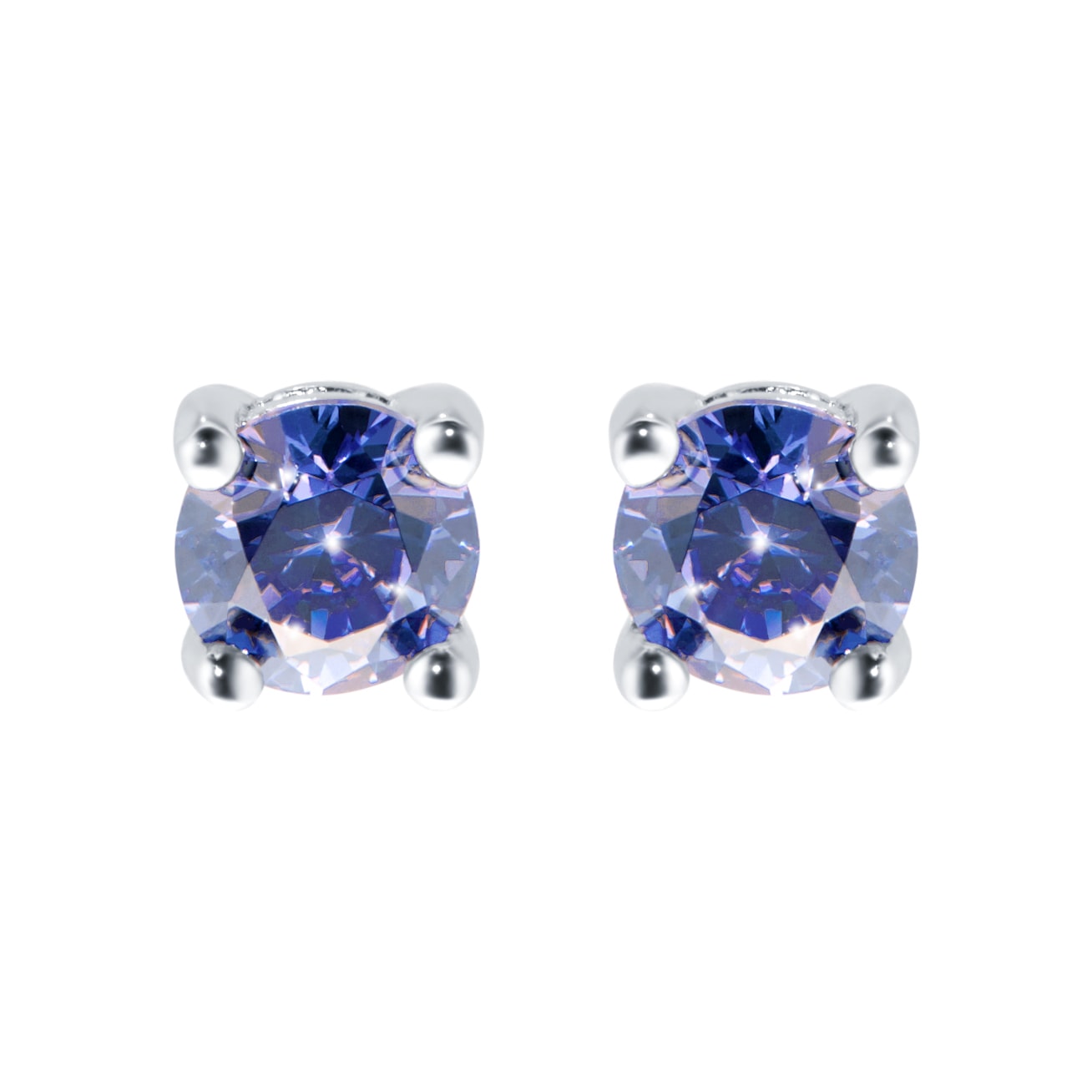 Silver December Lilac Cubic Zirconia Stud Earrings