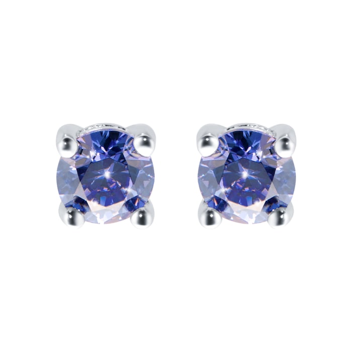 Goldsmiths Silver December Lilac Cubic Zirconia Stud Earrings