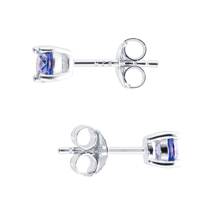 Goldsmiths Silver December Lilac Cubic Zirconia Stud Earrings